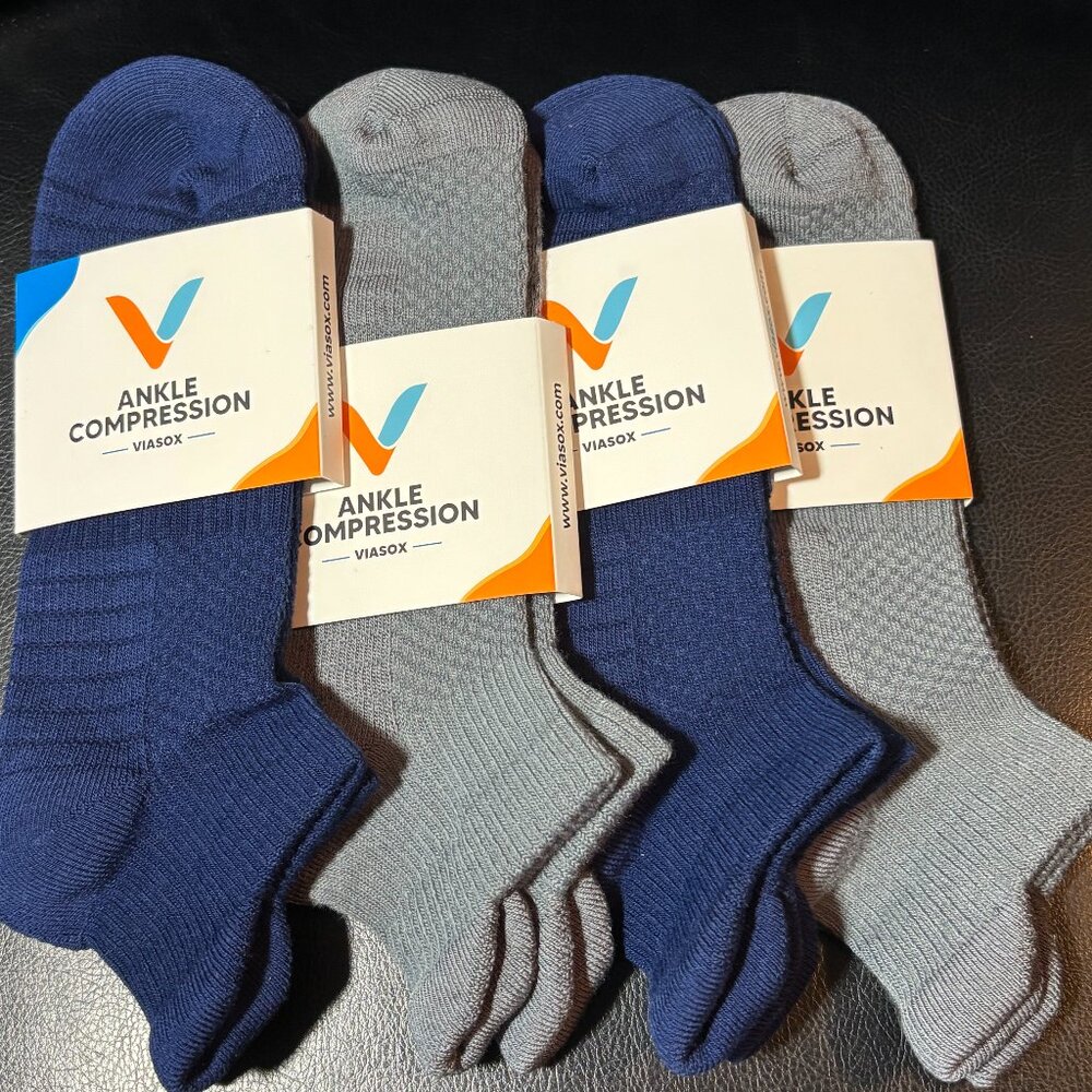 UNISEX - 4 pair of Viasox Ankle Compression - Size Large/XLarge (W 14+) (M13-19)